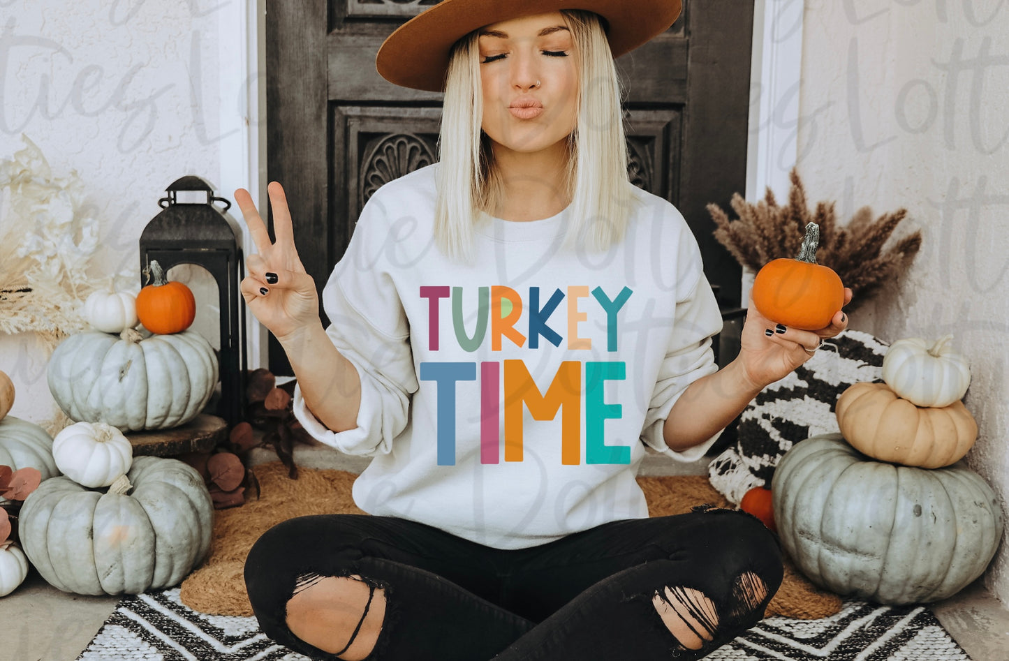 Turkey Time  Png - Thanksgiving Sublimation Design - Digital Download