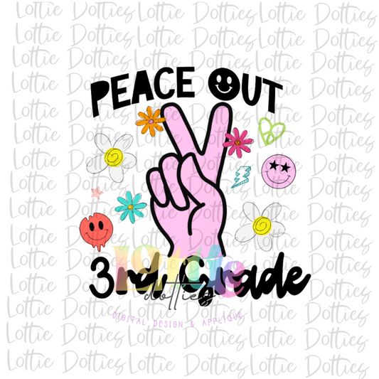 Peace Out 3rd Grade PNG - Back To School - Sublimation - Digital Download