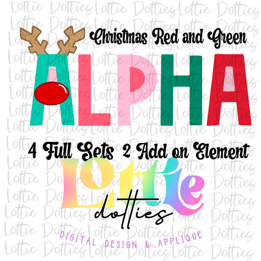 Christmas Alpha Pack - Alphabet Clipart - Instant Download Red and Green Filled