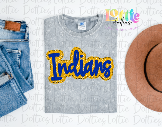 PNG -  blue and gold Indians sublimation design - Digital Download