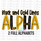 Black and Gold Lines Alpha Pack - Alphabet Clipart - Instant Download