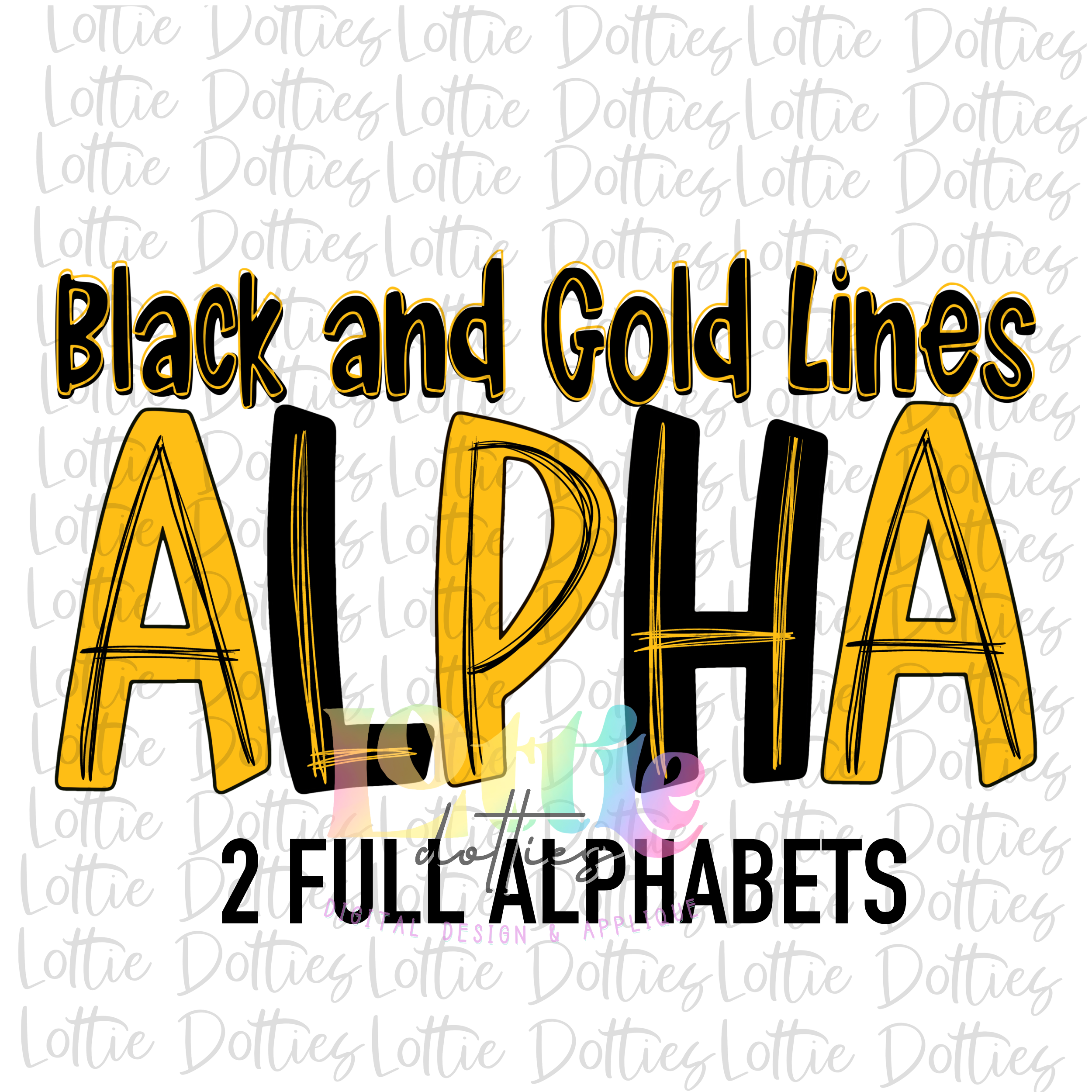 Black and Gold Lines Alpha Pack - Alphabet Clipart - Instant Download ...