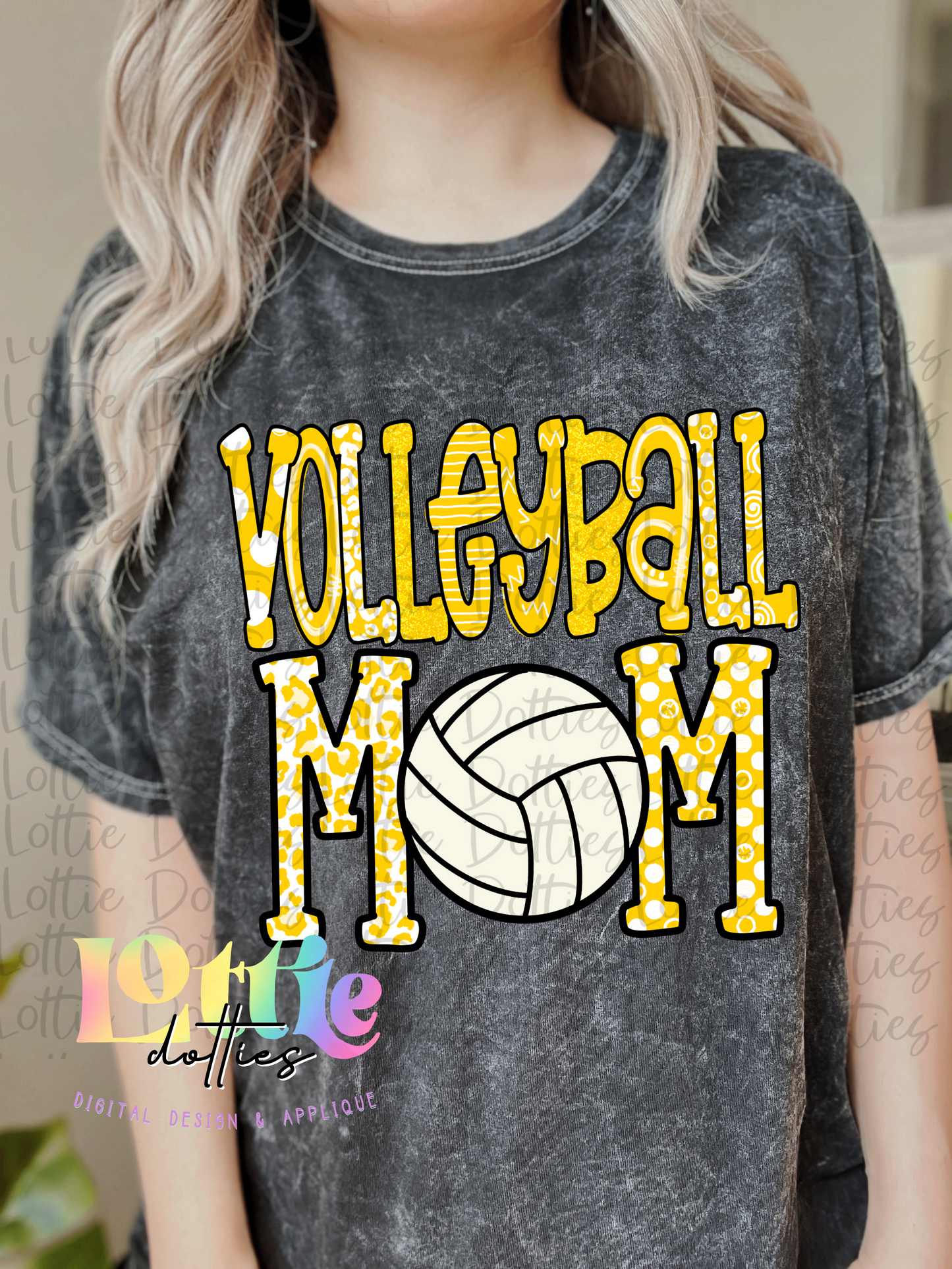 Volleyball Mom  PNG - Volleyball Sublimation - Digital Download -Yellow  and White