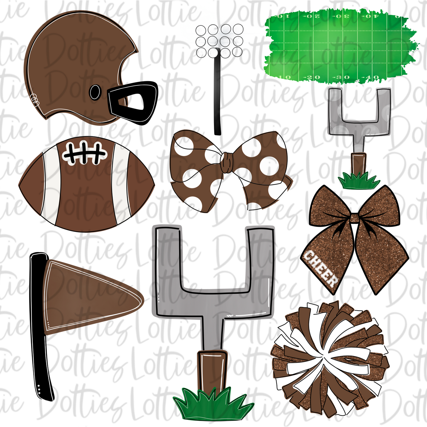 Brown and Football and Cheer Elements - Football Alpha Pack add ons - Football Clipart - Digital Download - PNG