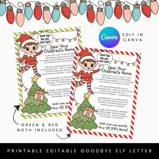 Elf Goodbye Letter Printable, Rhyming Farewell Poem from Elf, End of Season Elf Note for Kids, Christmas Elf Farewell Printable