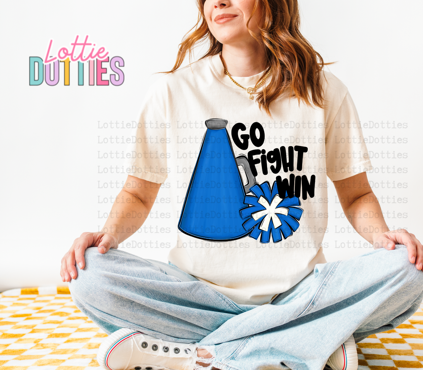 Go Fight Win PNG - School Spirit design - Royal Blue and White -  Digital Download