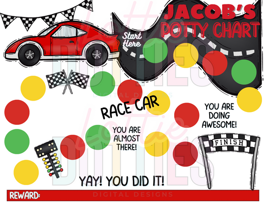 Race Car Potty Chart Template - Race Car