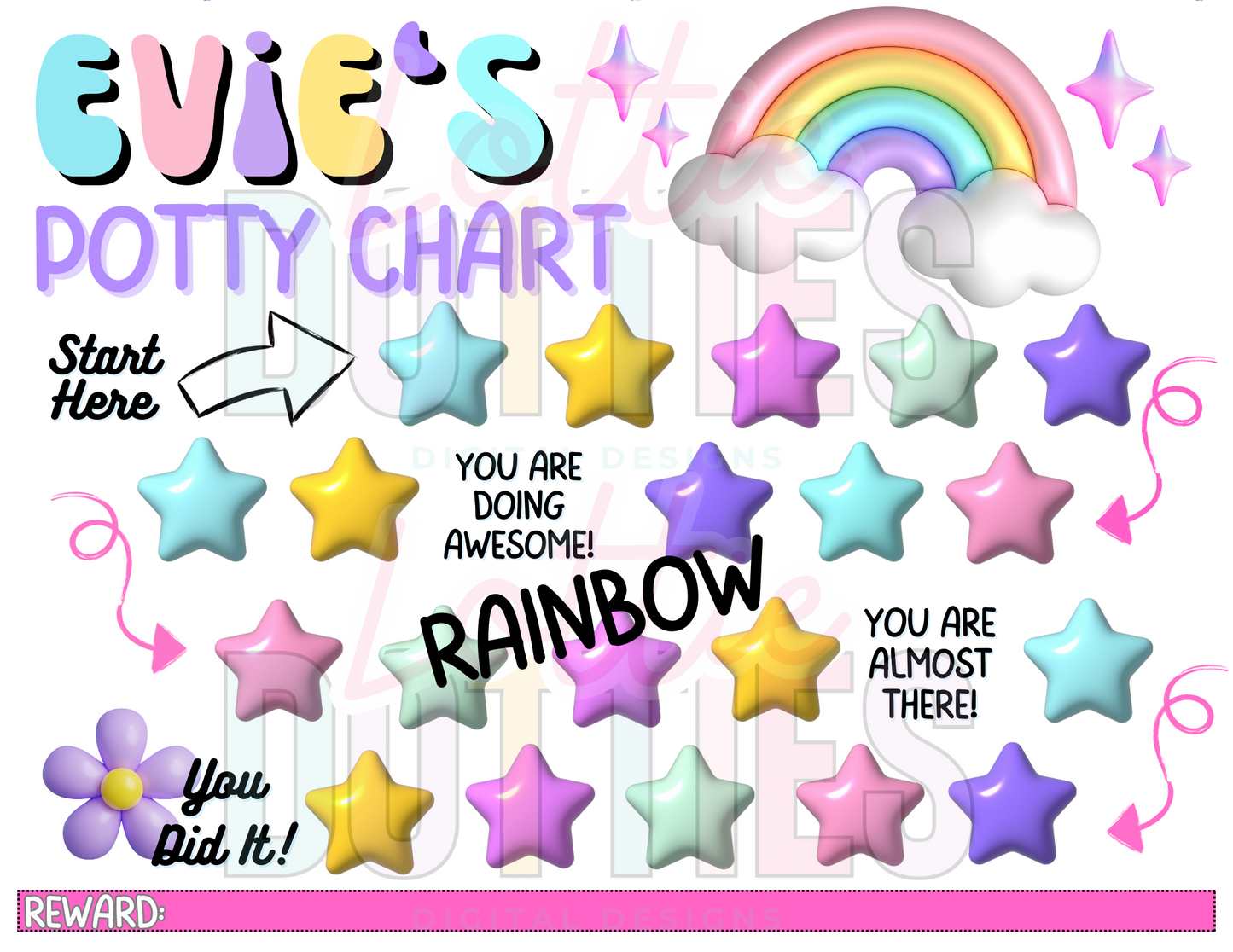 Rainbow Potty Chart Template - Rainbow