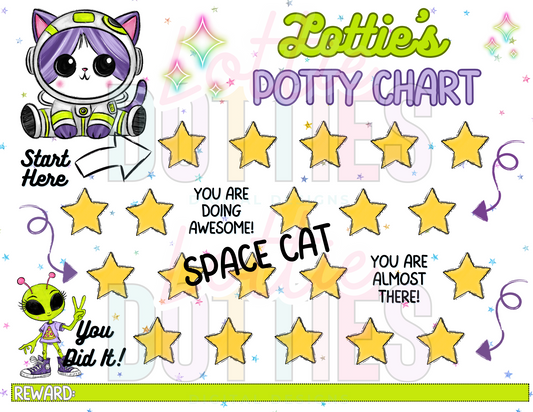 Space Cat Potty Chart Template - Space Cat