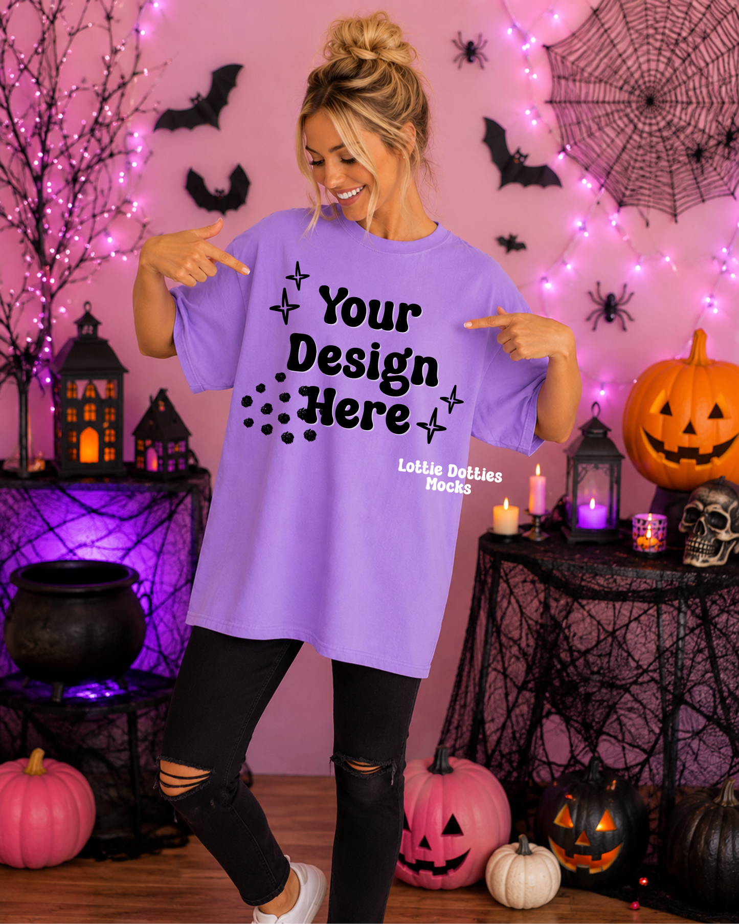 Halloween Comfort Color 1717 Neon Violet Shirt Mock Up