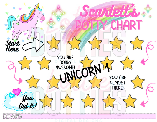 Unicorn Potty Chart Template - Unicorn 1