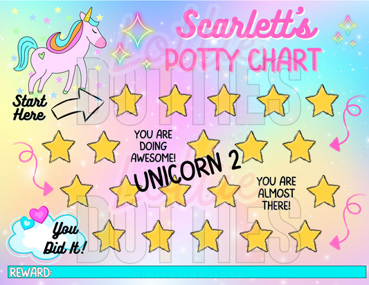 Unicorn Potty Chart Template - Unicorn 2