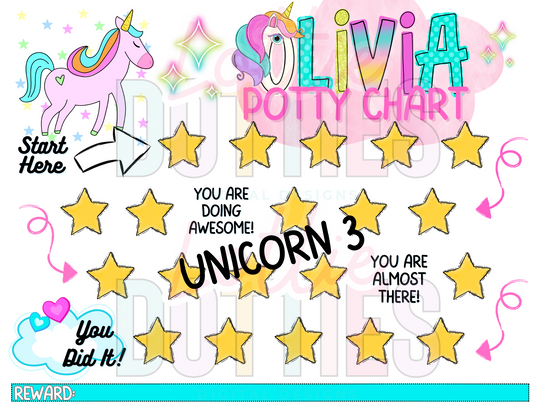 Unicorn Potty Chart Template - Unicorn 3