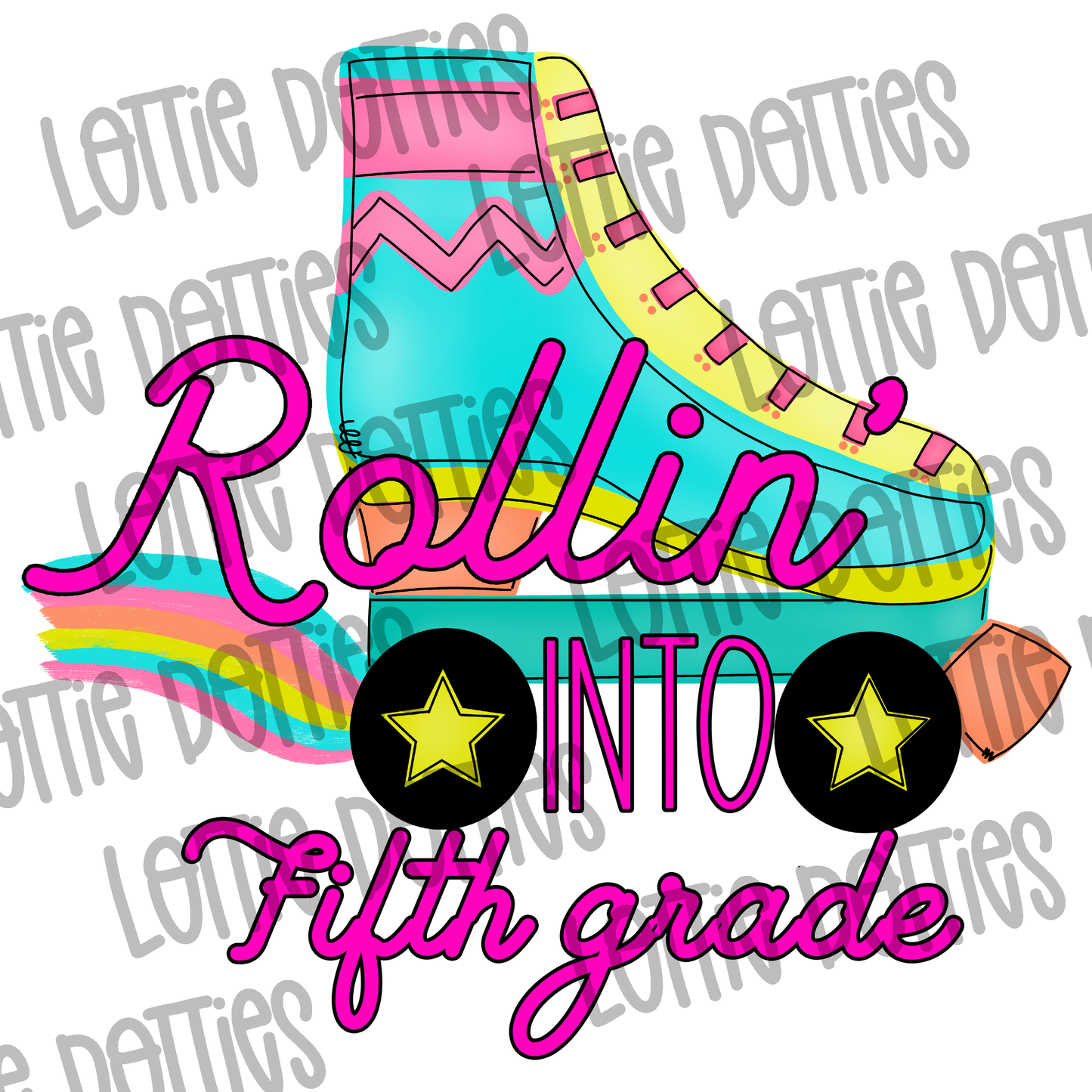 Rolling into Fifth Grade Png - Back to School Design - Digital Download