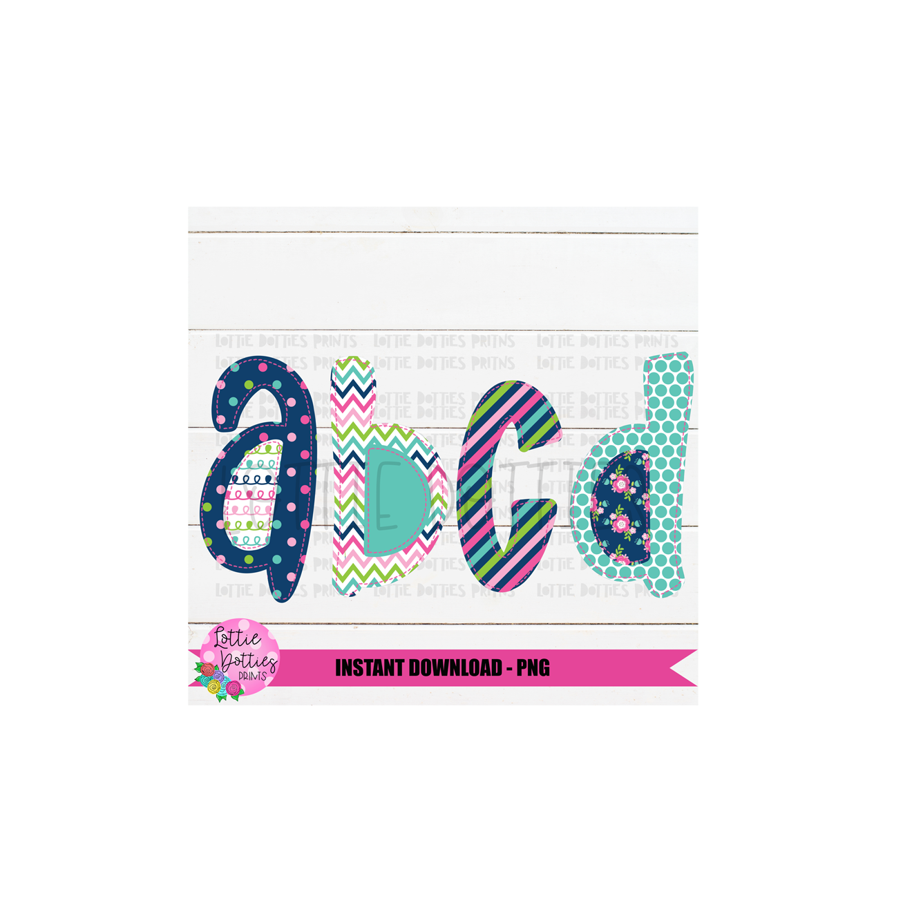 Girls Faux Applique Alphabet - Alpha Pack - Alphabet Clipart - Instant Download - Navy and Pink