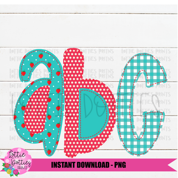 Strawberry Faux Applique Alphabet - Alpha Pack - Alphabet Clipart - In ...