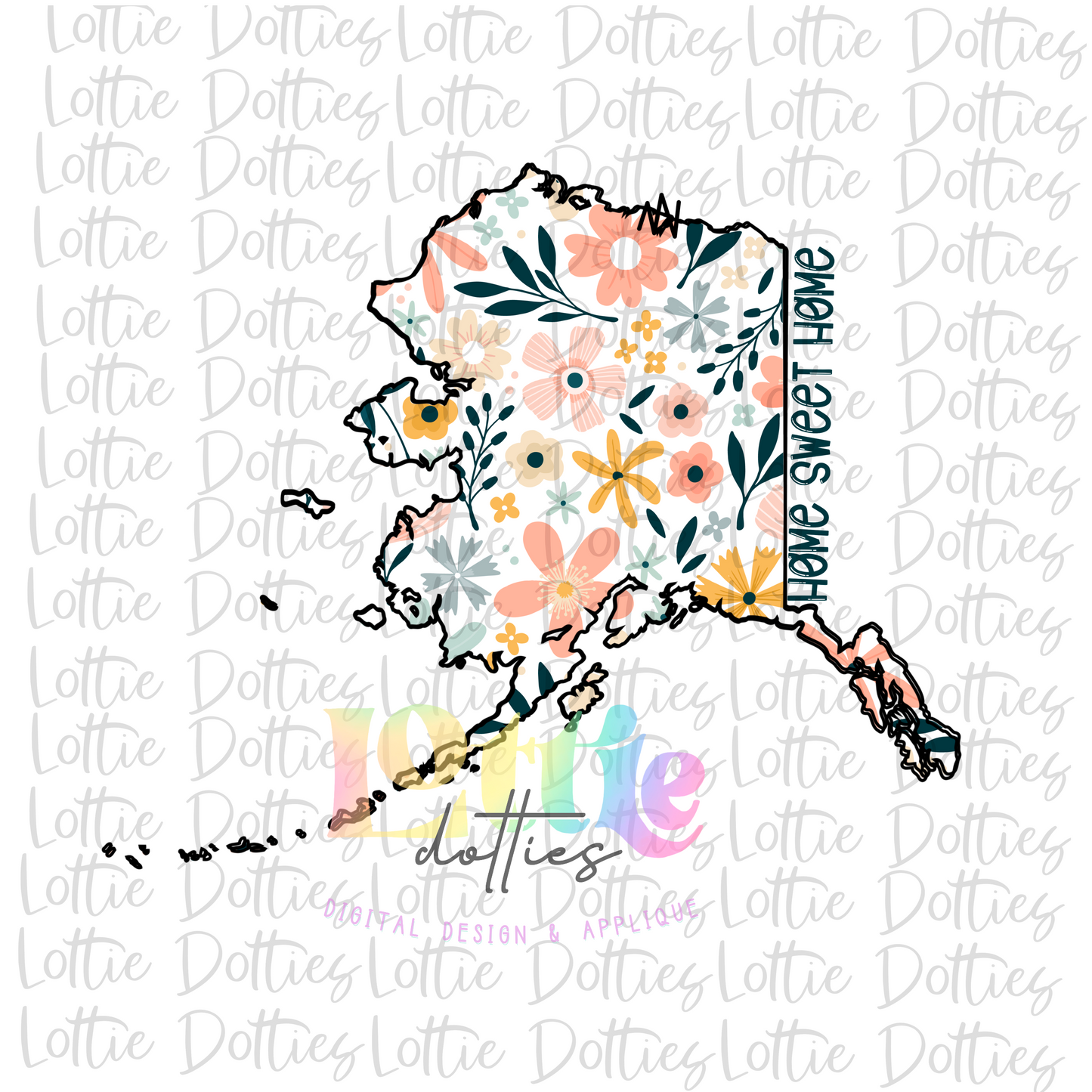 Alaska PNG - Alaska Sublimation - State Design - Digital Download - Floral