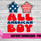 All American Boy PNG - Patriotic Sublimation - Digital Download