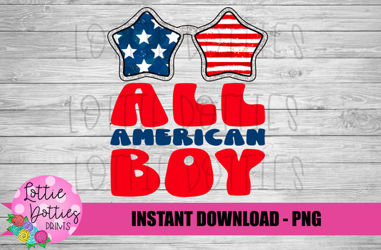 All American Boy PNG - Patriotic Sublimation - Digital Download