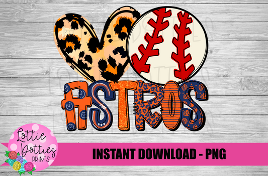 Peace Love Baseball  Png - Astros  Sublimation Design - Digital Download