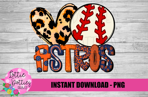 Peace Love Baseball Png - Astros Sublimation Design - Digital