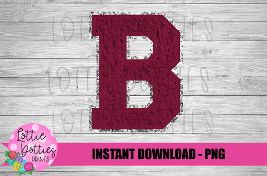 Maroon   B  - PNG - B - Sublimation - Digital Download