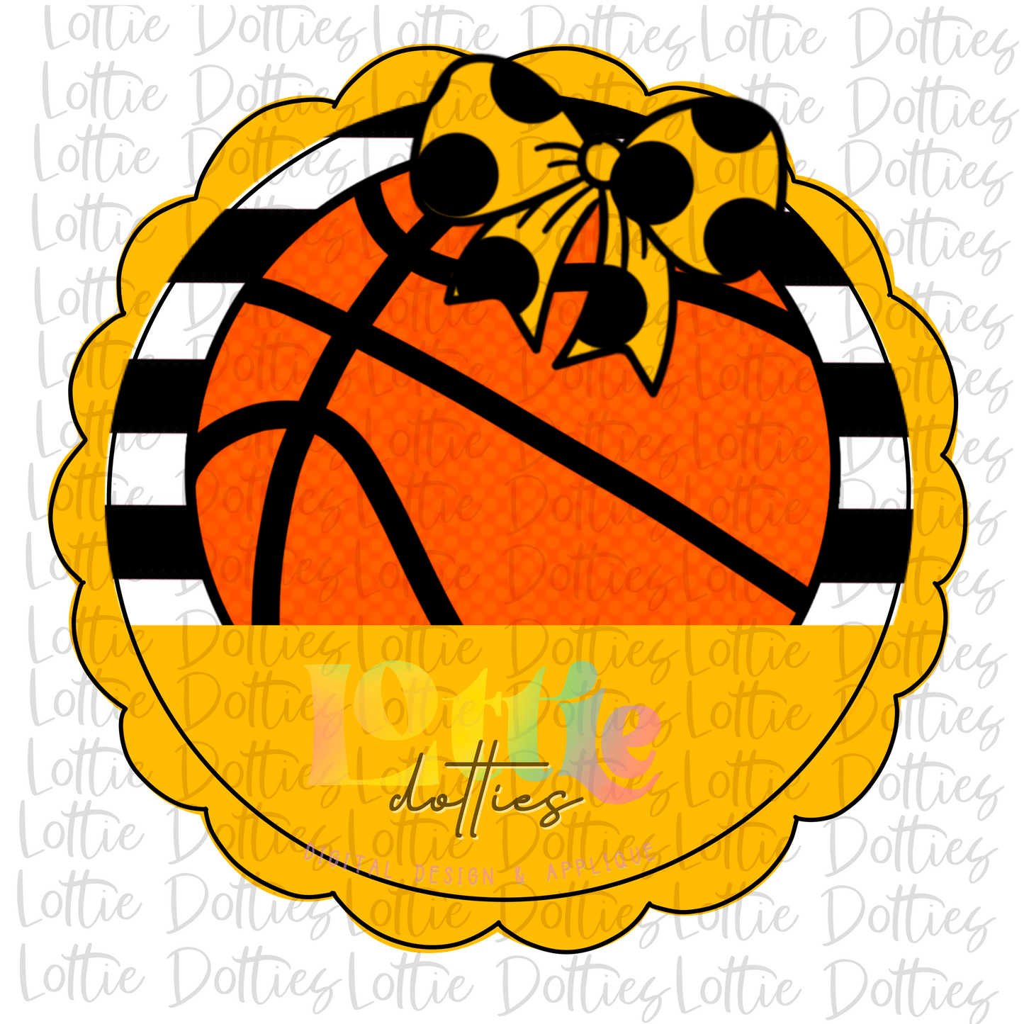 Basketball Scallop - PNG - Basketball  - Digital Download - Black and Gold