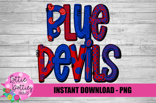 Blue Devils Png - Blue Devils Sublimation Design - Digital Download - Royal and Red