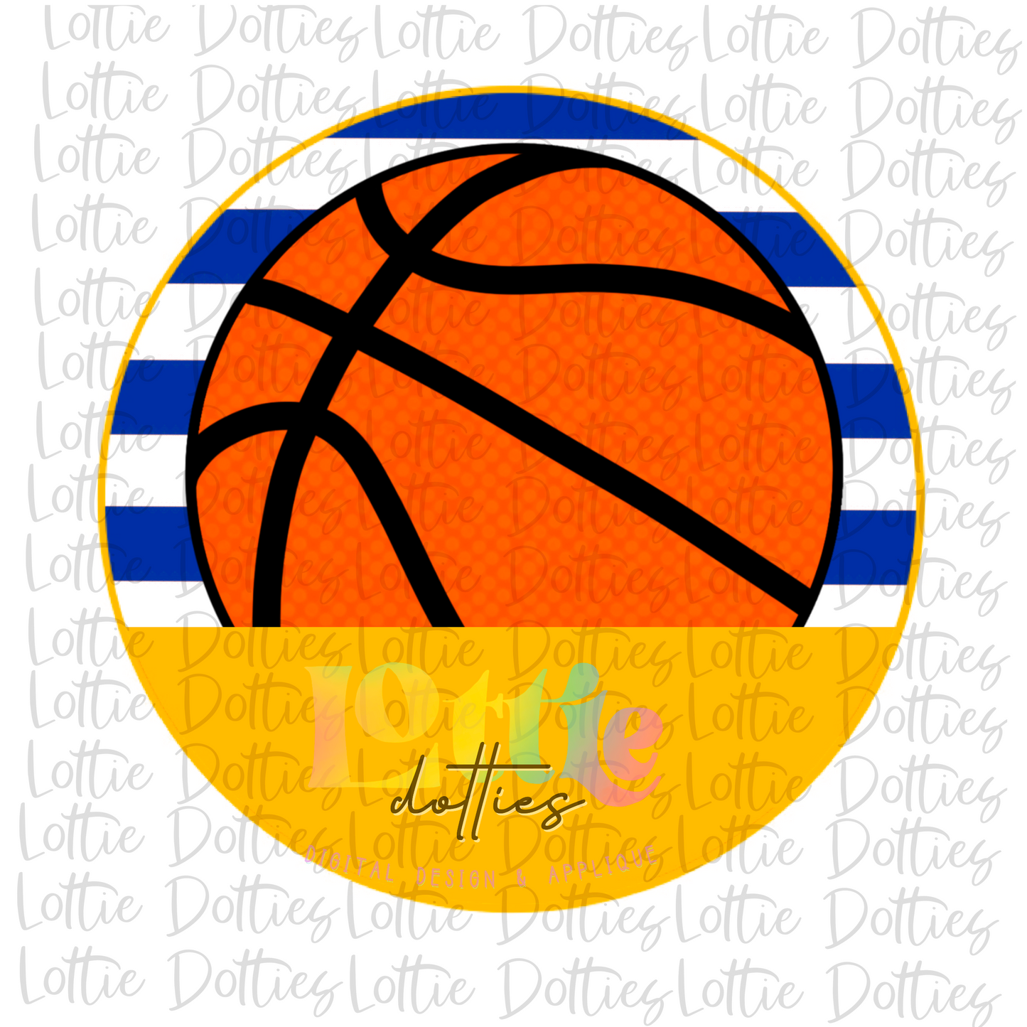 Basketball Circle  - PNG - Basketball  - Digital Download - Blue and gold