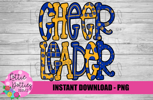 Cheerleader Png - Cheerleader Sublimation File- Blue and Gold Instant download - Digital Download