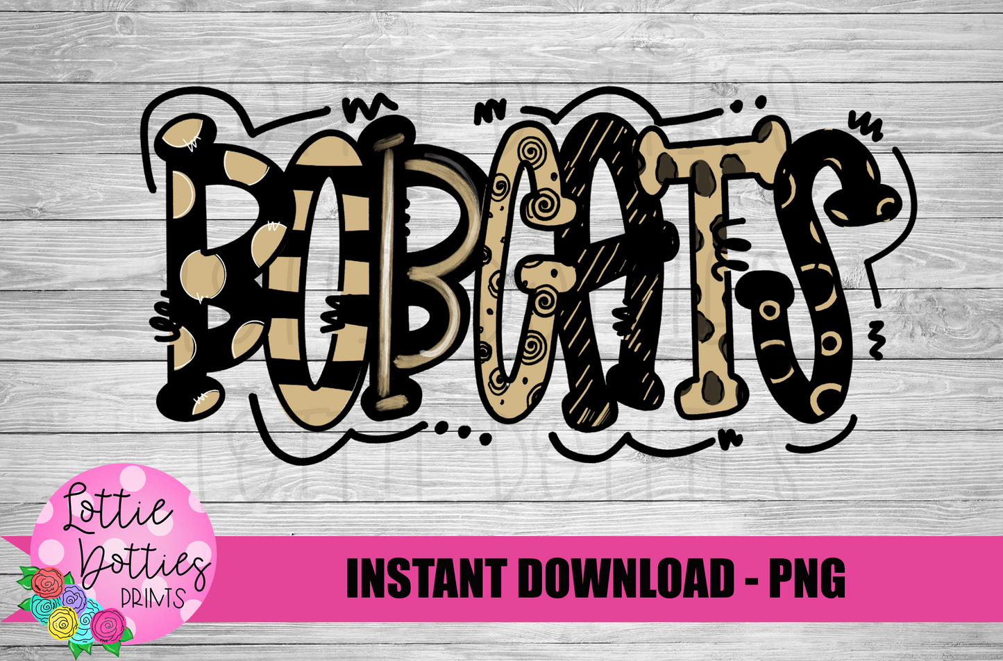 Bobcats PNG - Bobcats  sublimation design - Digital Download - Black and Vegas Gold