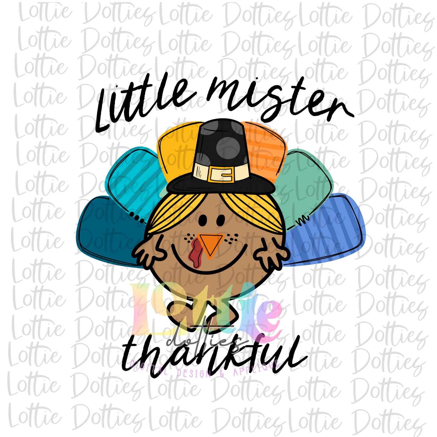 Little Mister Thankful - PNG - Thanksgiving Sublimation - Little Mister Blonde Hair - Digital Download