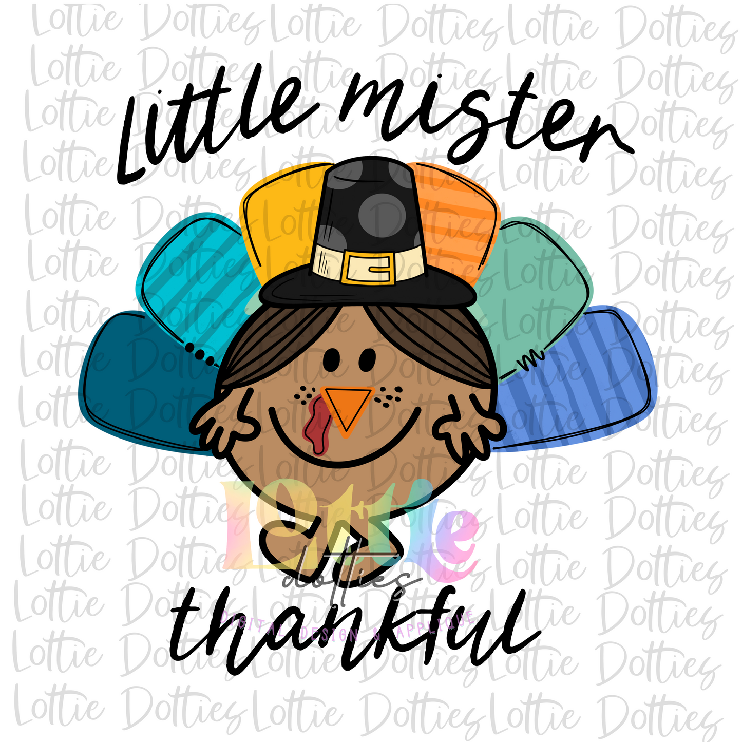 Little Mister Thankful - PNG - Thanksgiving Sublimation - Little Mister Brown Hair - Digital Download