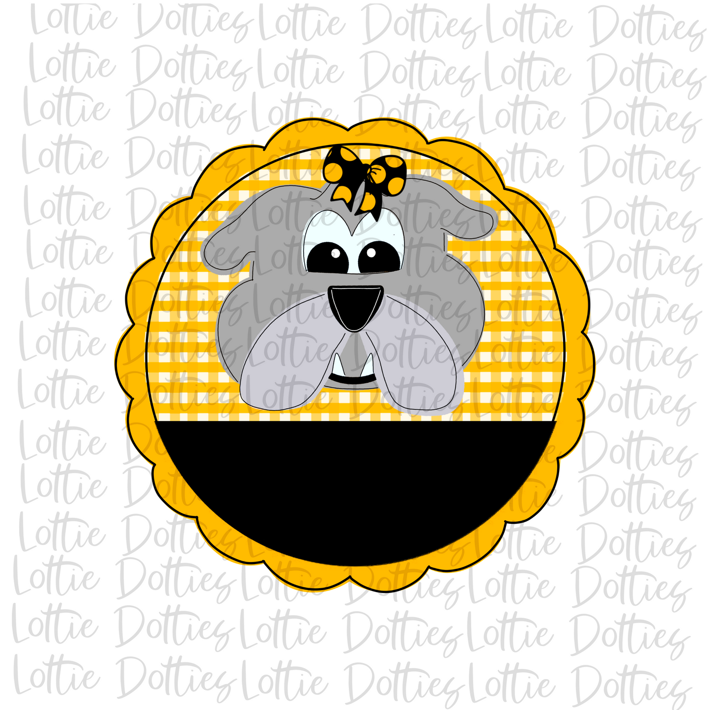 Bulldog Scallop - Png - Black and Gold - Sublimation Design- Digital Download