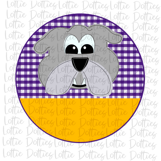 Bulldog Circle  - Png - Purple and Gold - Sublimation Design- Digital Download