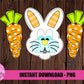 Trio Bunny and Carrots  PNG - Easter Sublimation - Digital Download