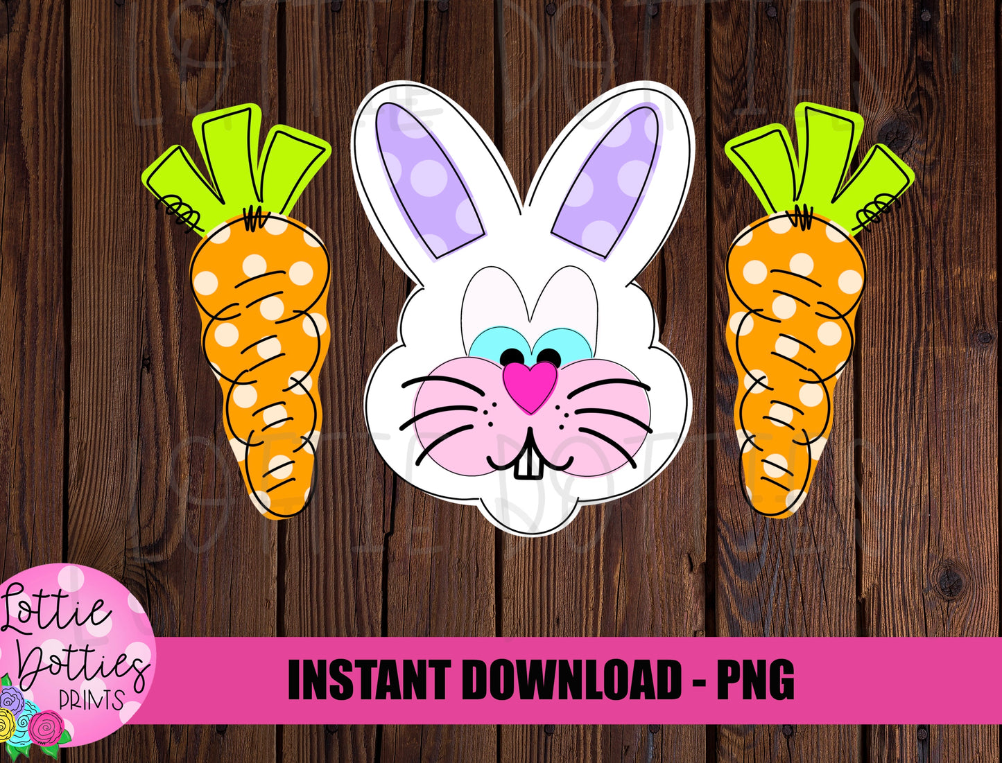 Trio Bunny and Carrots  PNG - Easter Sublimation - Digital Download