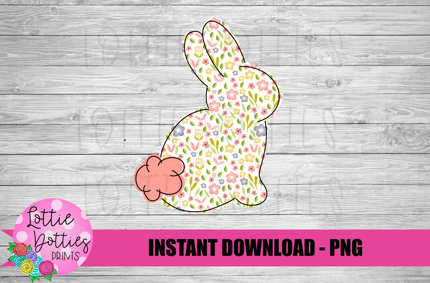 Bunny Floral  PNG - Easter Sublimation - Digital Download