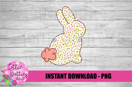 Bunny Floral  PNG - Easter Sublimation - Digital Download