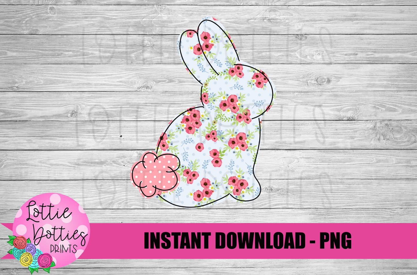 Bunny Floral  PNG - Easter Sublimation - Digital Download