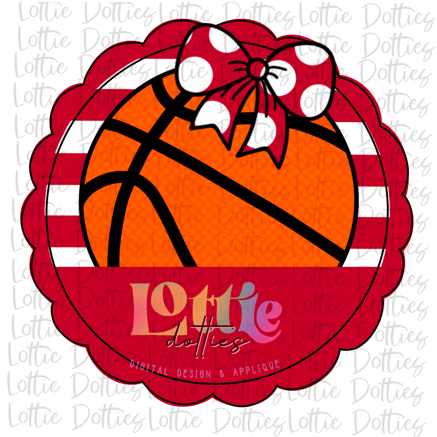 Basketball Scallop - PNG - Basketball  - Digital Download - Cardinal