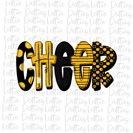 Cheer Png - Cheer Sublimation Design - Digital Download - Black and Gold