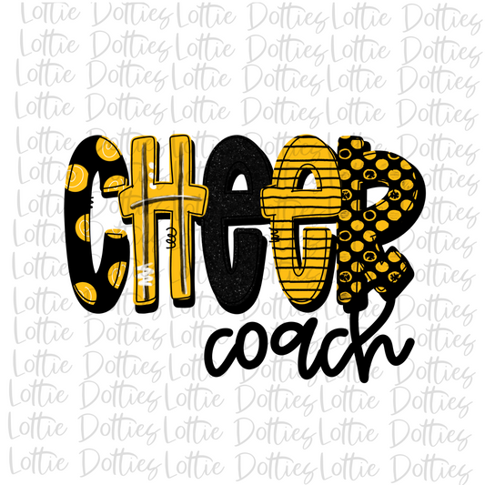 Cheer Coach Png - Cheer Sublimation File - Black and Gold   -  Instant download - Digital Download