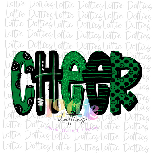 Cheer PNG - Cheerleader Sublimation File - Green and Black  - Instant download - Digital Download