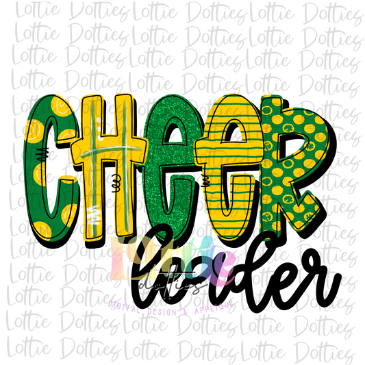 Cheer leader Png - Cheerleader Sublimation File - Green and Yellow  - Instant download - Digital Download