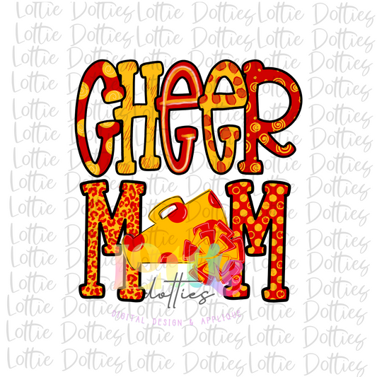Cheer Mom Png - Cheer Sublimation File - Red and Gold  - Instant download - Digital Download
