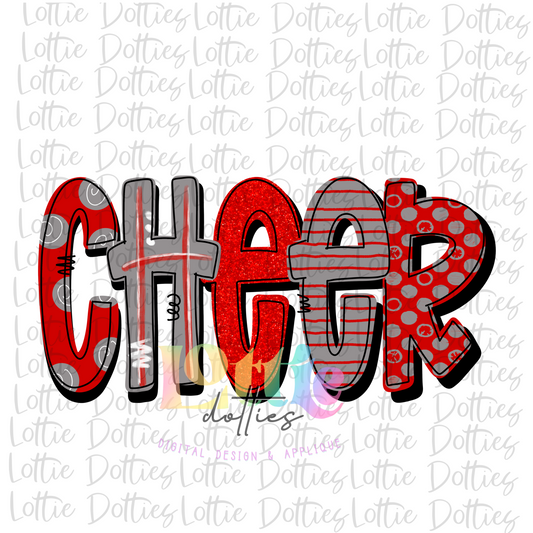 Cheer PNG - Cheerleader Sublimation File - Red and Gray  - Instant download - Digital Download