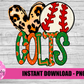 Peace Love Colts Baseball  PNG - Baseball Sublimation Design