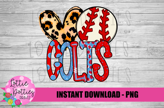 Peace Love Colts Baseball  PNG - Baseball Sublimation Design
