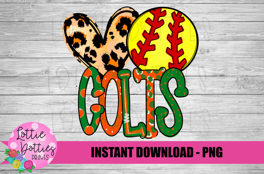 Peace Love Colts Softball PNG - Softball Sublimation Design